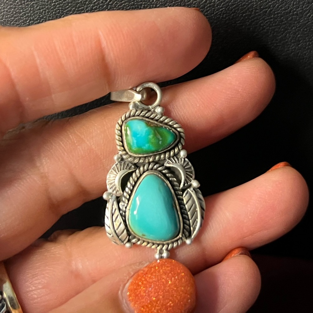 Handcrafted 925 Sterling Silver Turquoise Pendant